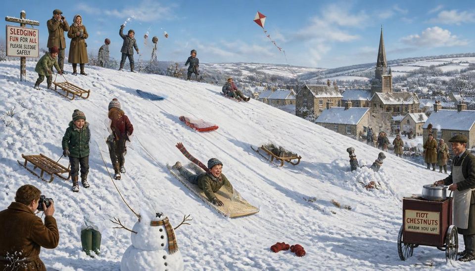 Sledding hill scene, picture B